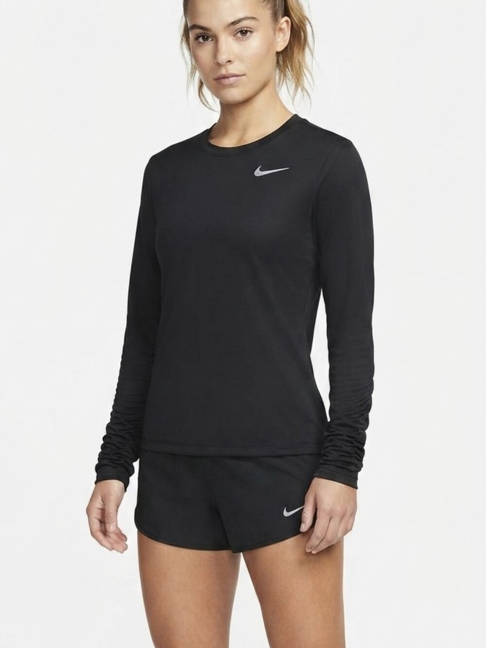 Nike Running Dri-FIT Women’s Long Sleeve Shirt — Black, Size M, Mesh Panels
